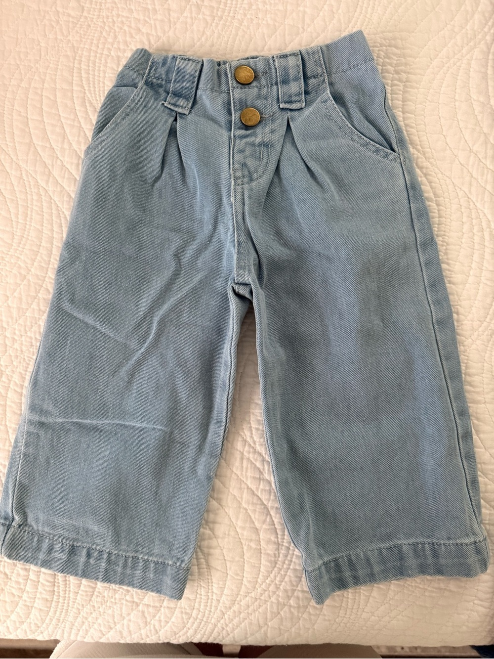 Light Blue Kids Pull-On Denim Wide Leg Pants 12-18 M RUNS BIG FITS LIKE 18M